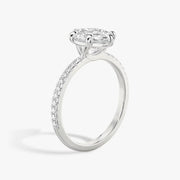 Oval Cut - Pave Band - 6 Prong Classic Ring - 14 K Gold